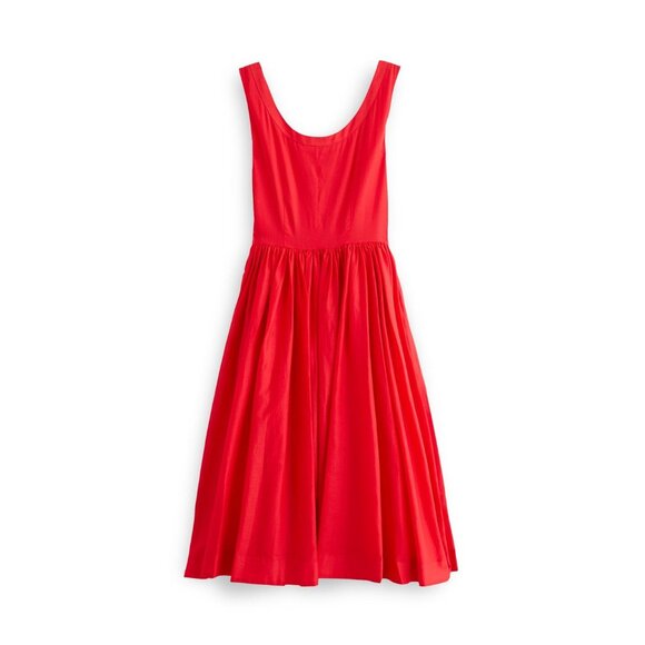 J. Peterman Red Sleeveless Scoop Neck Cotton Fit & Flare Midi Dress Size 14 - Picture 2 of 9